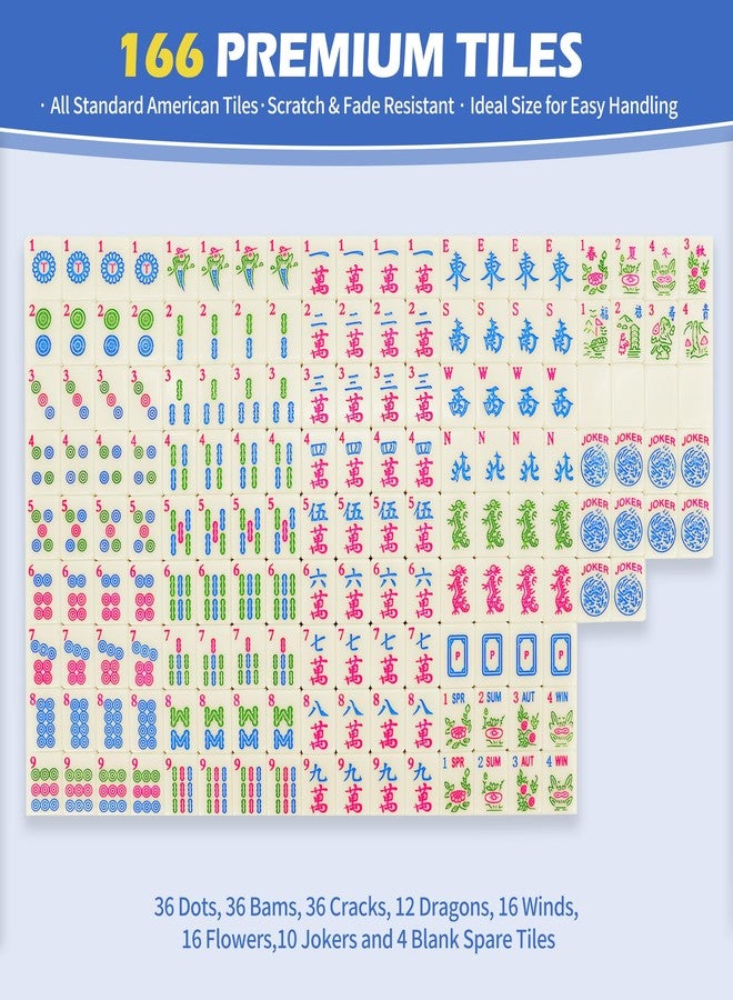 Jolitac American Mahjong Game Set, 166 Premium Tiles, Mahjong Tile Set with Sturdy Carrying Bag, Include Chips & Dice - Portable Travel Complete Mahjong Set for Adults & Beginners - Image 2