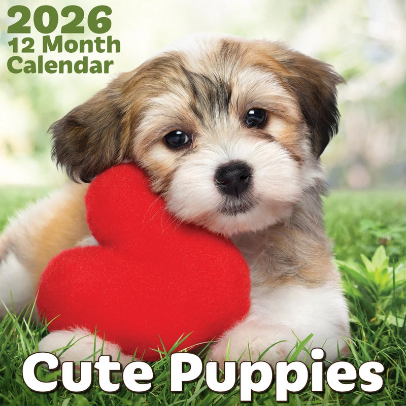 EcoEarth - Biodegradable 11x22 Inch - Open - 12-Month Vertical Hanging Wall Calendar - 2026 Monthly Calendar - Cute Puppies - Image 1