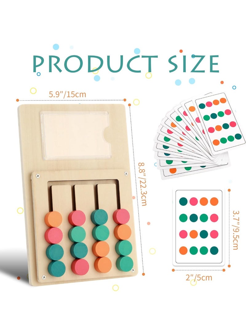 Wooden Color Sorting Game - Montessori Logic Game with 12 Pattern Cards - Teak Wood - Color Recognition and Memory Training Game - For Children Ages 3+ and Up - Family Brain-Stimulating Game - Natural Finish - Image 2
