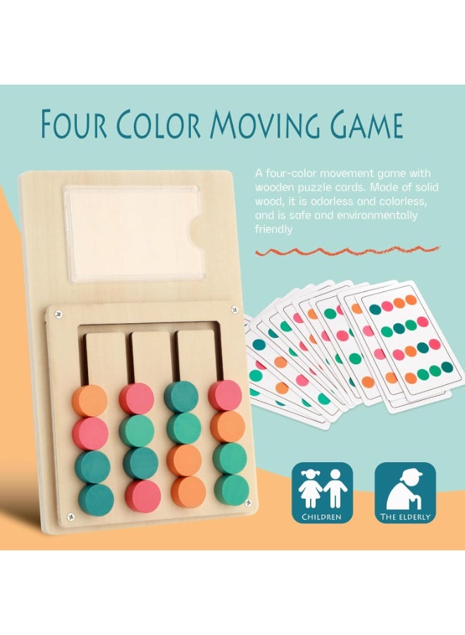 Wooden Color Sorting Game - Montessori Logic Game with 12 Pattern Cards - Teak Wood - Color Recognition and Memory Training Game - For Children Ages 3+ and Up - Family Brain-Stimulating Game - Natural Finish - Image 3