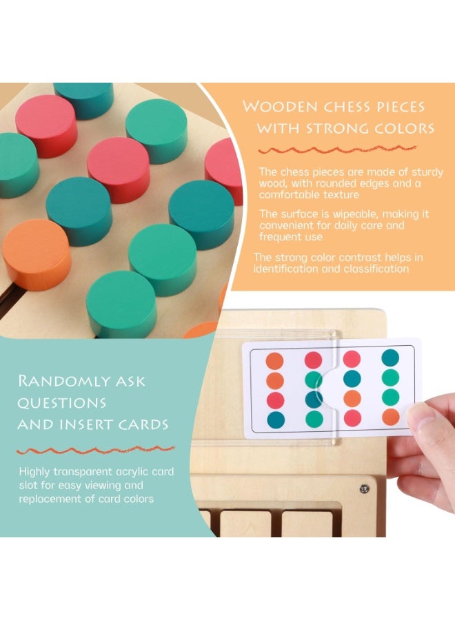 Wooden Color Sorting Game - Montessori Logic Game with 12 Pattern Cards - Teak Wood - Color Recognition and Memory Training Game - For Children Ages 3+ and Up - Family Brain-Stimulating Game - Natural Finish - Image 5