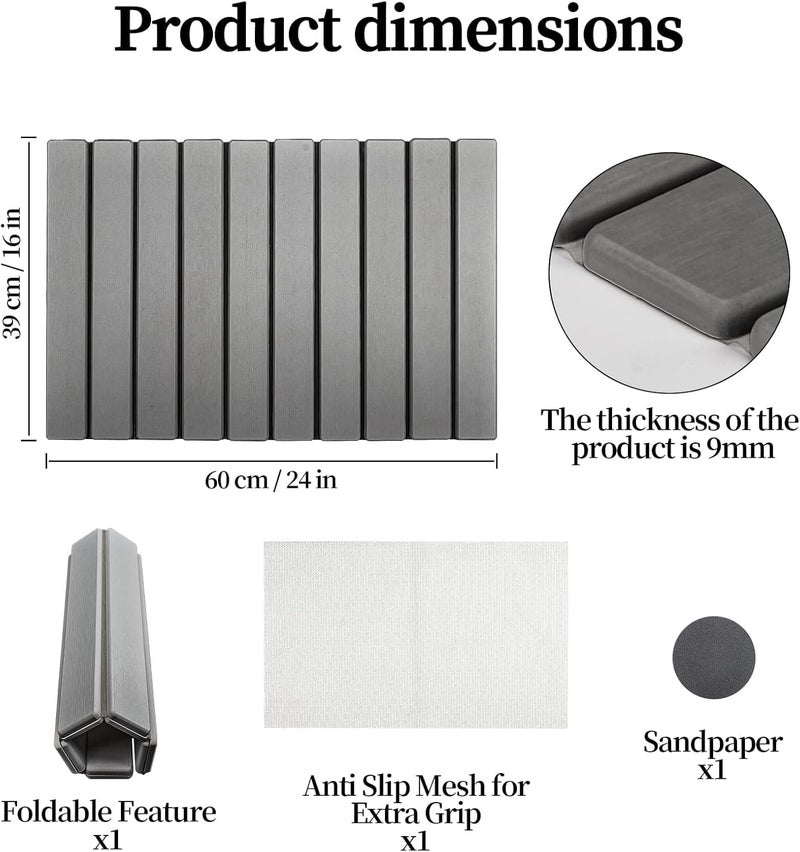 Stone Drying Mat for Kitchen Counter - 24" x 16" Fast Water-Absorbing Diatomite Mat in Gray - Image 5