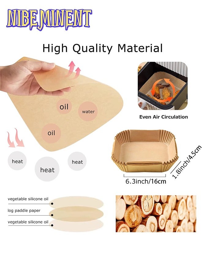 NIBEMINENT 100Pcs Air Fryer Disposable Paper Liner, Air Fryer Liners Square, Baking Paper for Air Fryer Water-proof,Parchment Paper for Baking Roasting Microwave,6.3 inch/16cm,Square  - Image 2