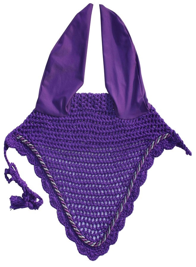 Elegant Horse Ear Bonnet, Fly Veil & Fly Mask - Superior Fly Protection with Style and Comfort for Every Ride (Purple, Horse/Full)