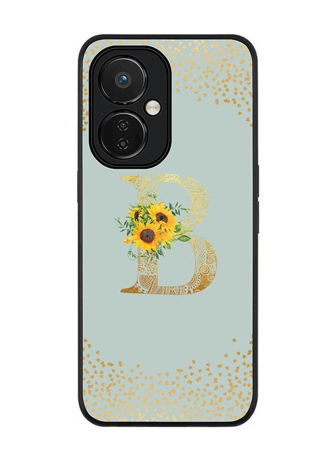 Rugged Black edge case for Nord CE 3 Lite Slim fit Soft Case Flexible Rubber Edges Anti Drop TPU Gel Thin Cover - Custom Monogram Initial Floral Pattern Alphabet - B - Light Grey