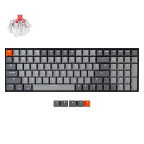 Keychron K4 96 Layout 100 Keys Wireless Bluetooth 51Wired USB Mechanical Gaming Keyboard with Keychron Super Red Switch White LED Backlight NKey Rollover for Mac Windows PCVersion 2 - Image 1