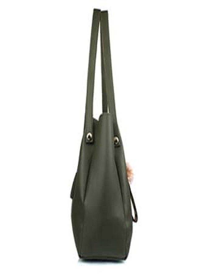 ARONPRO Fashion Women's PU Handbag Stylish Shoulder Bags- Green - Image 3