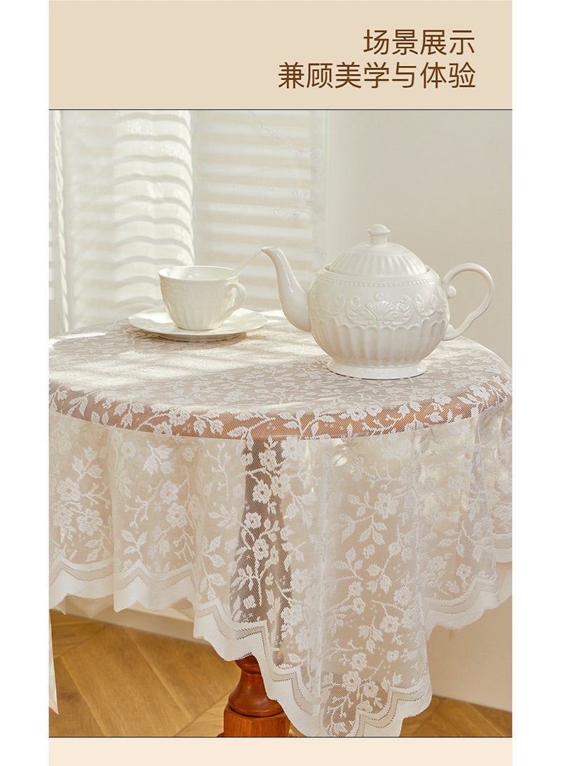 general Fashionable cotton tablecloth dustproof lace household dining table decoration cloth Square table round table can be used (size: 90*90cm) - Image 3