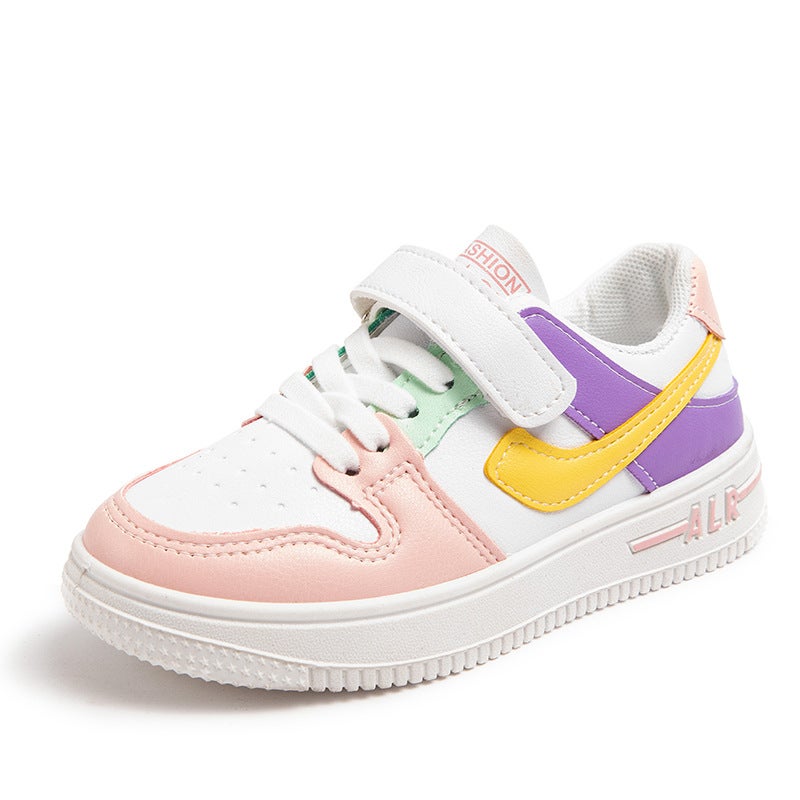 Autumn Kids Patchwork Sneakers Leather Pink 