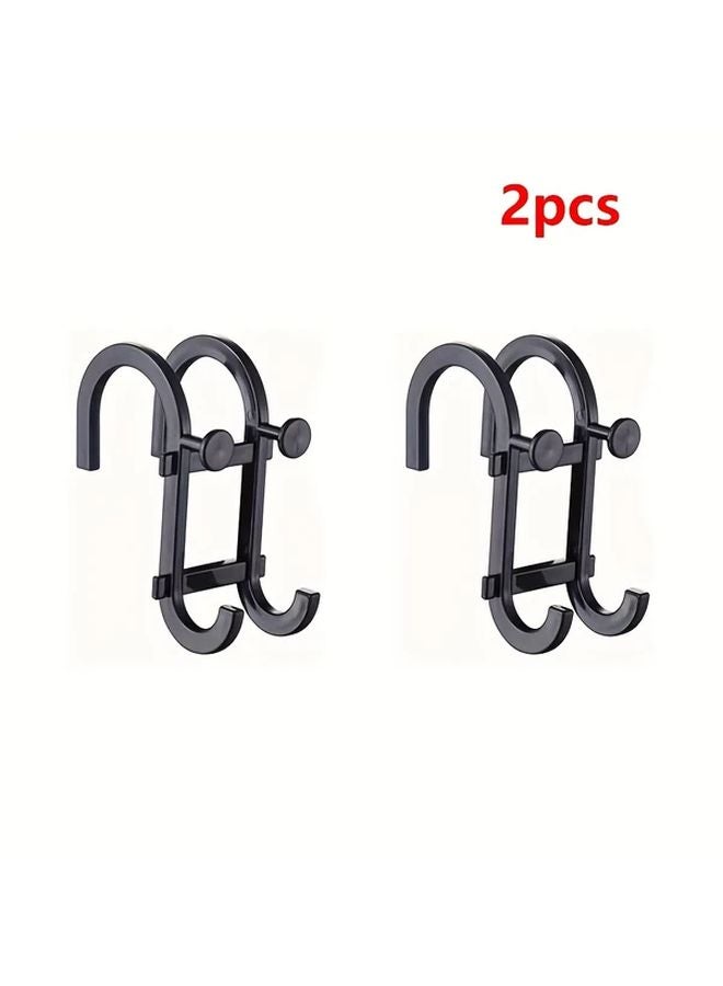 قطعتان خطافان أسودان متعدد الوظائف بدون حفر رف تخزين الحمام رف المنشفة للاستحمام - Image 1