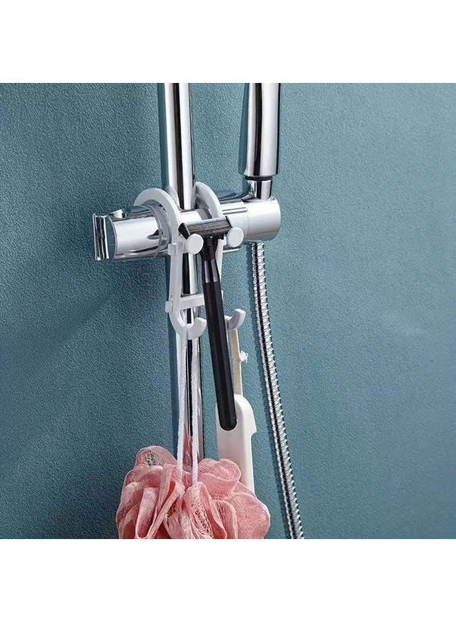 قطعتان خطافان أسودان متعدد الوظائف بدون حفر رف تخزين الحمام رف المنشفة للاستحمام - Image 5