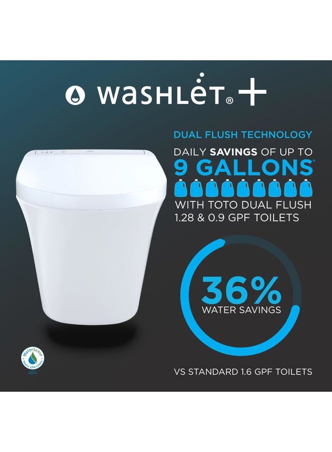 Toto ® WASHLET®+ مرحاض معلق مطول مع مقعد bidet S7 المعاصر ونظام خزان مزدوج التدفق DuoFit® في الجدار 0.9 و 1.28 GPF، فضي غير لامع - CWT4284726CMFG#MS - Image 4