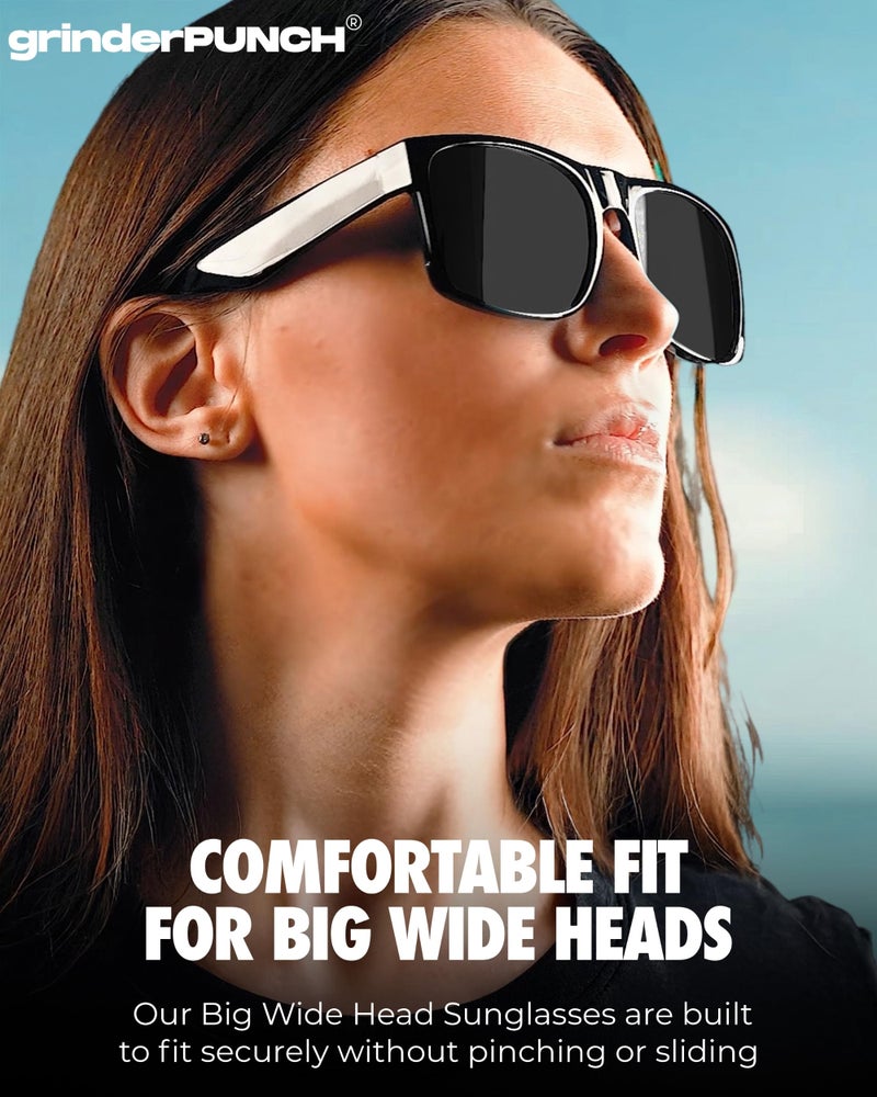grinderPUNCH XL Super Dark Polarized Sunglasses Big Heads Wide Face, Extra Wide Oversized Lightweight Sunglasses for Sports Driving Glasses, Large Face Fit Blackout Sunglasses - Image 3