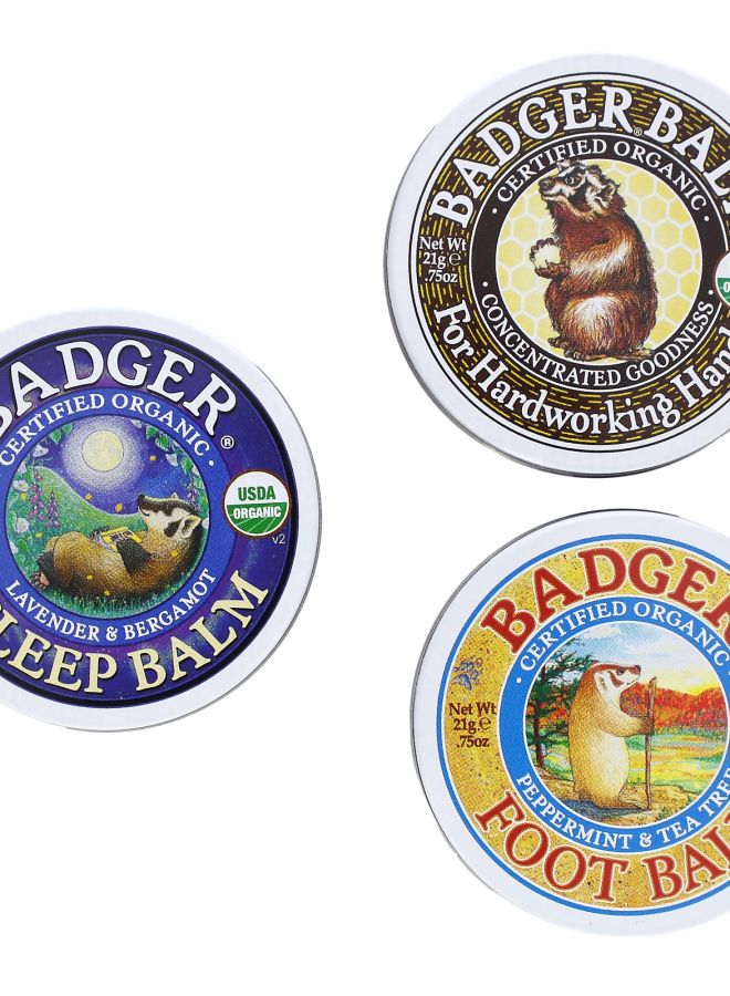 Badger Restore Recover & Rest Balm Trio 3 Piece Kit .75 oz (21 g) Each