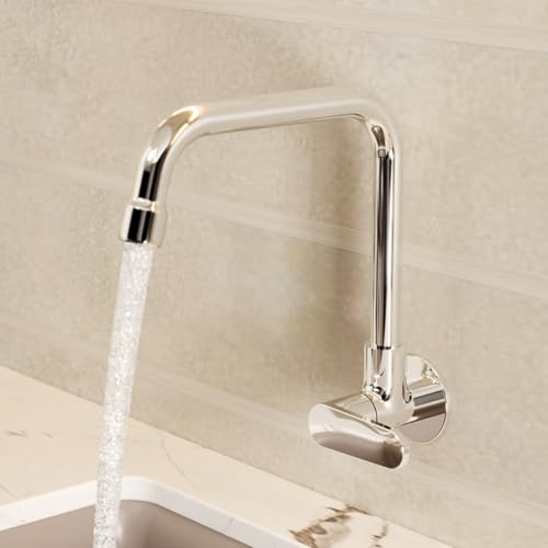 Kohler Beam Kitchen Faucet | Wall Mounted Kitchen Sink Tap | Cold-Only Single Lever Faucet with 360° Swivel | Water Saving Aerated Flow | Polished Chrome Finish | 10 Years Warranty - Image 1