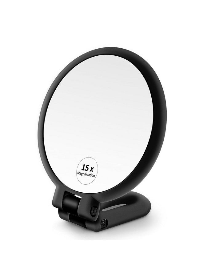 Click Charm Foldable Handheld Makeup Mirror with Double Side Folding Hand Mirror - Magnification and True Image Makeup Mirror fro Women with Adjustable Handle - Image 1