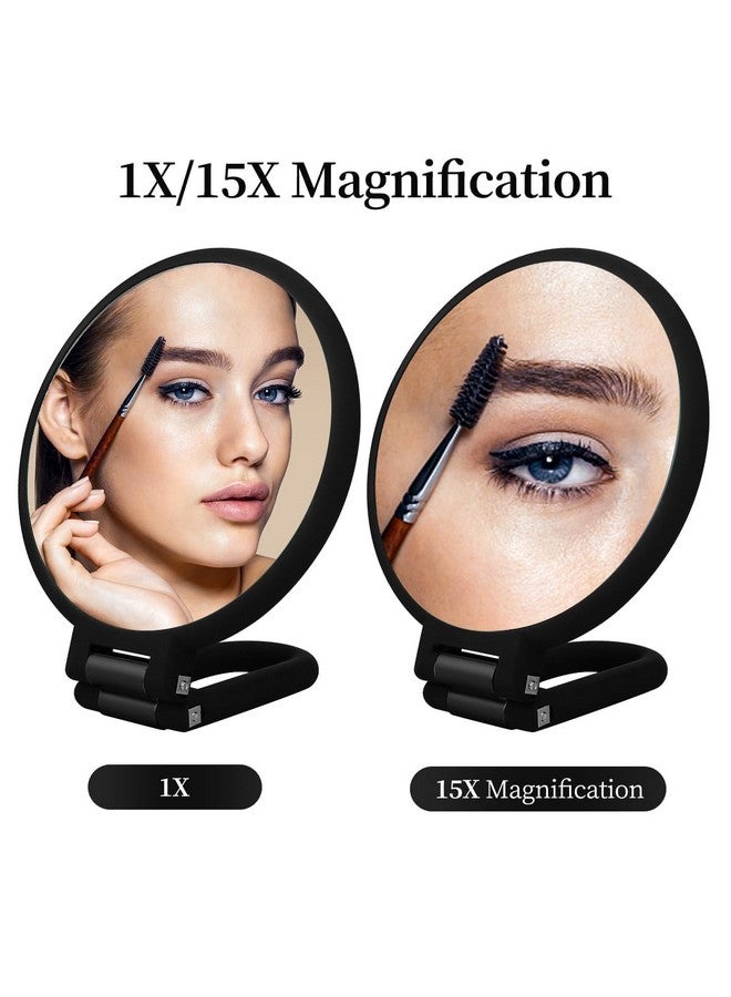 Click Charm Foldable Handheld Makeup Mirror with Double Side Folding Hand Mirror - Magnification and True Image Makeup Mirror fro Women with Adjustable Handle - Image 4