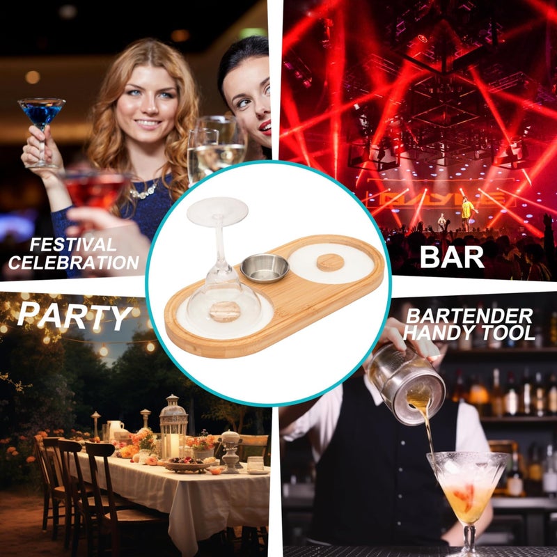 Bamboo Wood Glass Rimmer, Bartender Tool for Cocktail and Margarita, Sugar and Salt Rimmer Cocktail Salt Dipper - Image 3