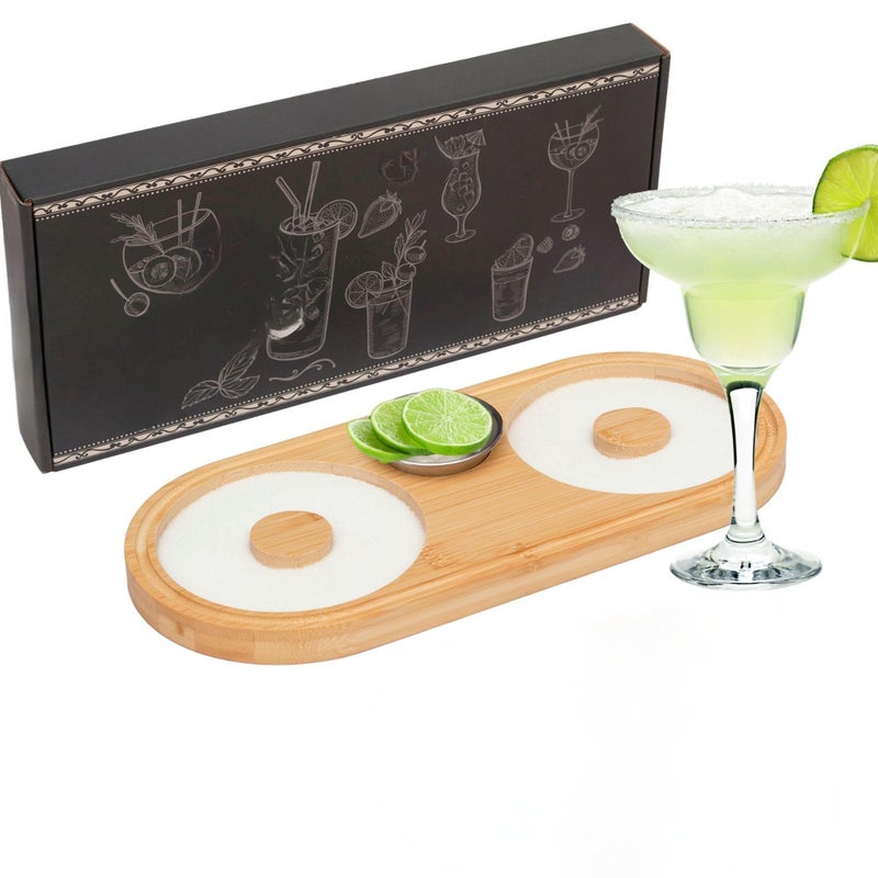 Bamboo Wood Glass Rimmer, Bartender Tool for Cocktail and Margarita, Sugar and Salt Rimmer Cocktail Salt Dipper - Image 1