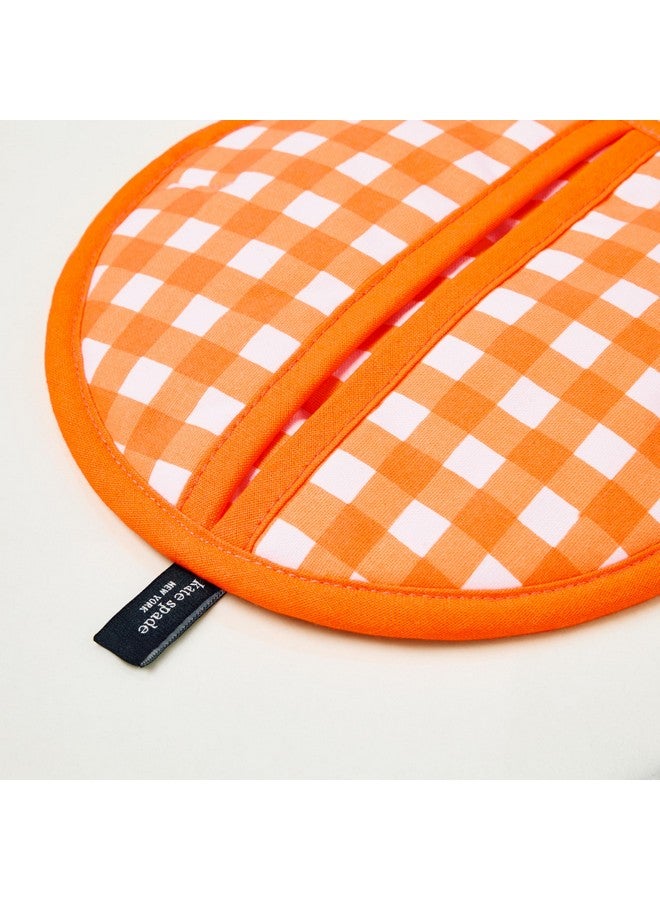 Kate Spade New York Squeeze The Day And Spring Gingham Pot Holder 2-Pack Set, Heat Resistant, 100% Cotton, Orange, 8"  - Image 4