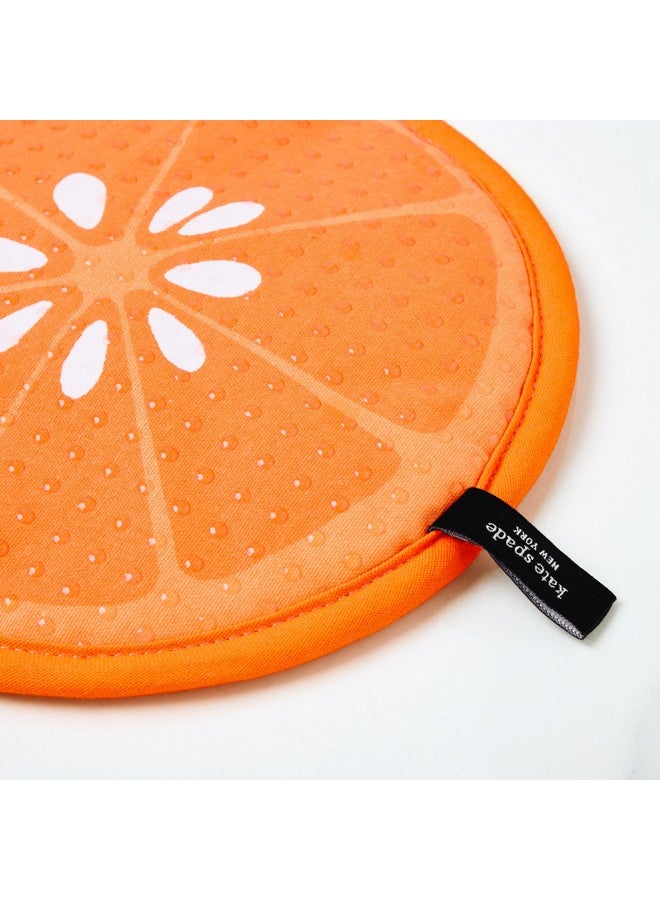 Kate Spade New York Squeeze The Day And Spring Gingham Pot Holder 2-Pack Set, Heat Resistant, 100% Cotton, Orange, 8"  - Image 3