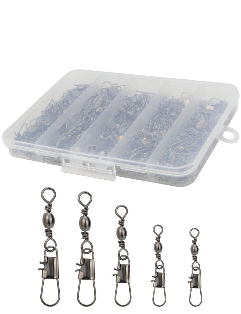Beoccudo 210pcs Barrel Swivels with Snaps, Fishing Swivels Saltwater Freshwater Snap Connector - Image 1