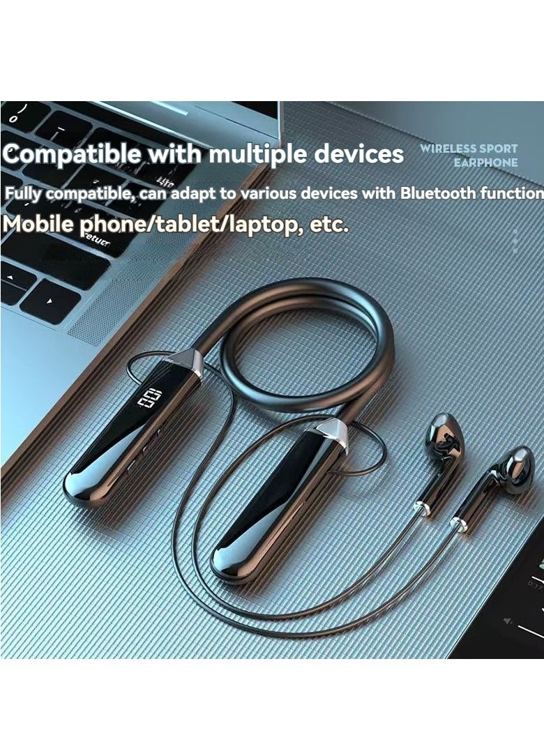 New Bluetooth Neck-mounted Sports Wireless Headphones Dual Half In-Ear Universal Ultra-Long Standby Black  - Image 3
