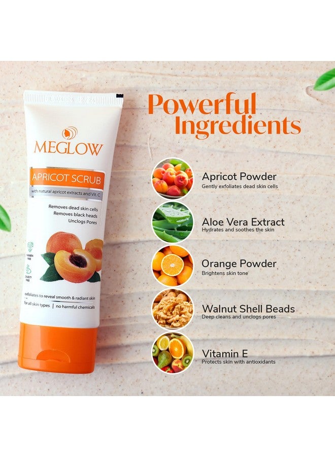 MEGLOW Apricot Scrub 70g | Gentle Exfoliation for Smooth, Radiant Skin | Deep Cleansing with Apricot & Walnut | Hydrating & Nourishing with Aloe Vera & Vitamin E Pack of 2 (70g each) - Image 2