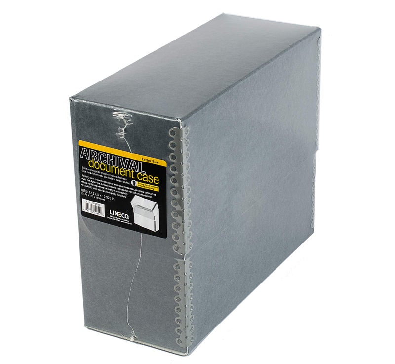 Lineco, Archival Document Storage Box with 12 Letter Sized File Folders, Acid-Free Organizer for Prints, Photos, Papers 12.5" x 10.5" x 5" Wide, Gray - Image 3