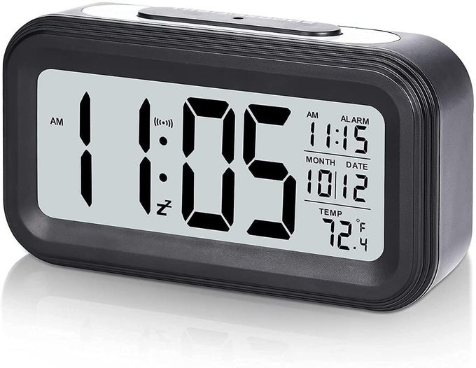 DIGITAL SMART ALARM CLOCK SMART AUTOMATIC SENSOR BACKLIGHT PLASTIC ALARM WITH DATE AND TEMPERATURE DISPLAY MULTICOLOR PACK OF 1