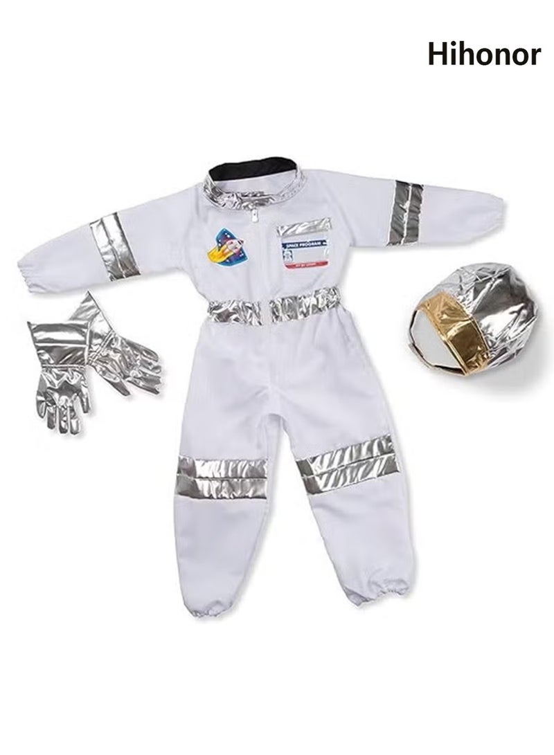 هاي هونور مجموعة ملابس فضاء لعب دور رواد فضاء للأطفال - بدلة قفز مع قبعة وقفازات ووسادة اسم، مثالية للألعاب الترفيهية والحفلات ذات الطابع المحدد - Image 2