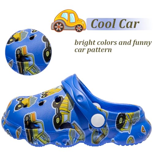 Fadezar Kids Cartoon Clogs Boys Girls Toddler Dinosaur Garden Shoes Slip On Beach Pool Shower Slide Sandals Royal Blue 9-10 Toddler - Image 3