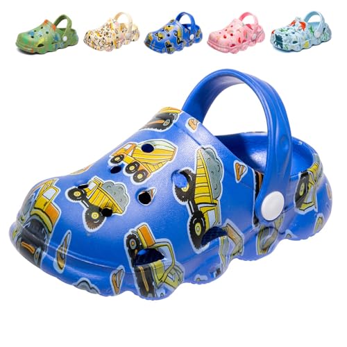 Fadezar Kids Cartoon Clogs Boys Girls Toddler Dinosaur Garden Shoes Slip On Beach Pool Shower Slide Sandals Royal Blue 9-10 Toddler - Image 1