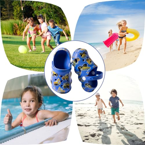 Fadezar Kids Cartoon Clogs Boys Girls Toddler Dinosaur Garden Shoes Slip On Beach Pool Shower Slide Sandals Royal Blue 9-10 Toddler - Image 2