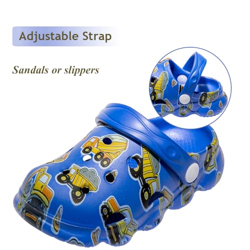 Fadezar Kids Cartoon Clogs Boys Girls Toddler Dinosaur Garden Shoes Slip On Beach Pool Shower Slide Sandals Royal Blue 9-10 Toddler - Image 4