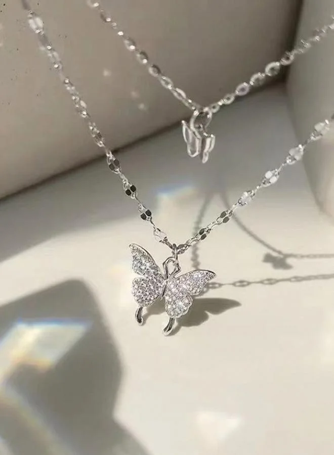 Take Two Butterfly Pendant Layered Necklace