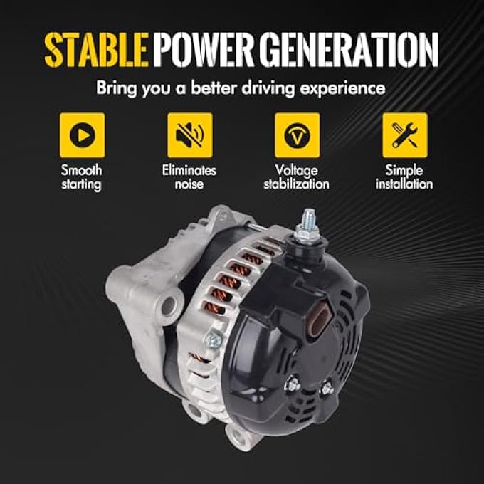 KUSATEC 104210-5360 New Alternator Compatible with 2010-2022 Jaguar F-Pace F-Type XE XF XFR XK XKR XFR-S XJ XJR XJR575 XKR-S; Land Rover Range Rover 2010-2012 Sport LR4 2010-2013; 12V 150A - Image 3