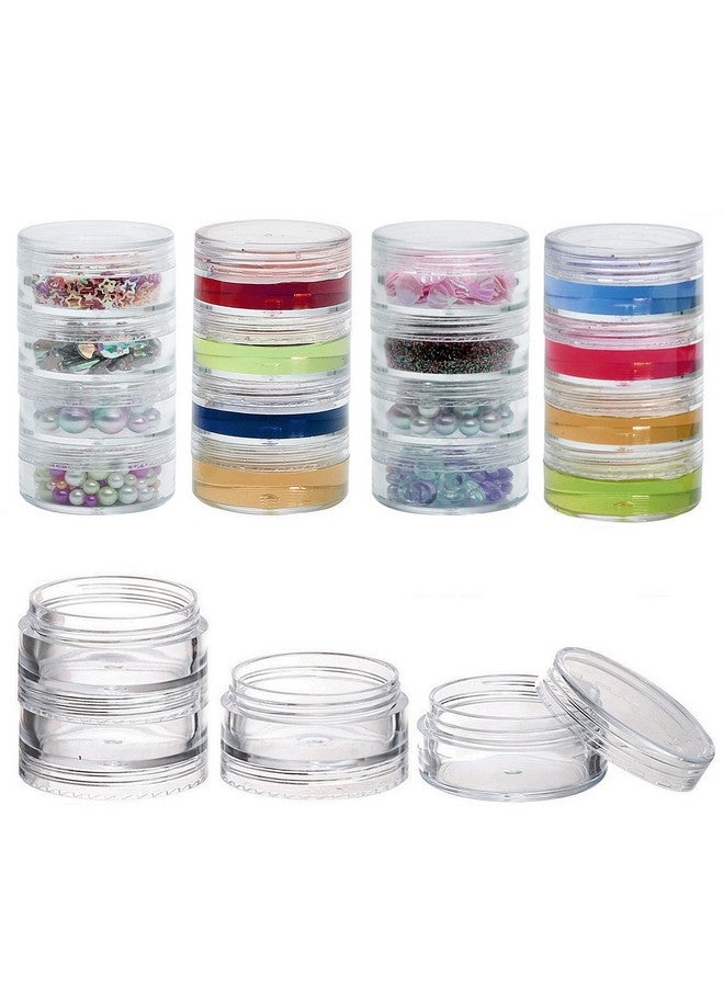 BTYMS 5 Set (20 Pieces) Stackable Cosmetic Containers With Screw Lids And Labels，10 Grams Clear Plastic Empty Jars Small Makeup Sample Containers For Beauty Products - Image 1