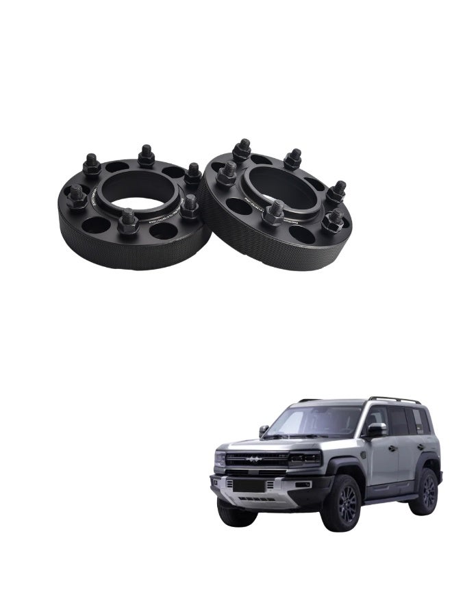 موتور فيت فواصل عجلات 25 مم لمحرك FIT لسيارة ليوبارد 5 2024+ (مجموعة من 2) | 6x139.7 مجموعة فاصل ألمنيوم معدلة بنظام Hubcentric 6061-T6 | أعمدة M14x1.5 | الأسود المؤكد الصلب - Image 1
