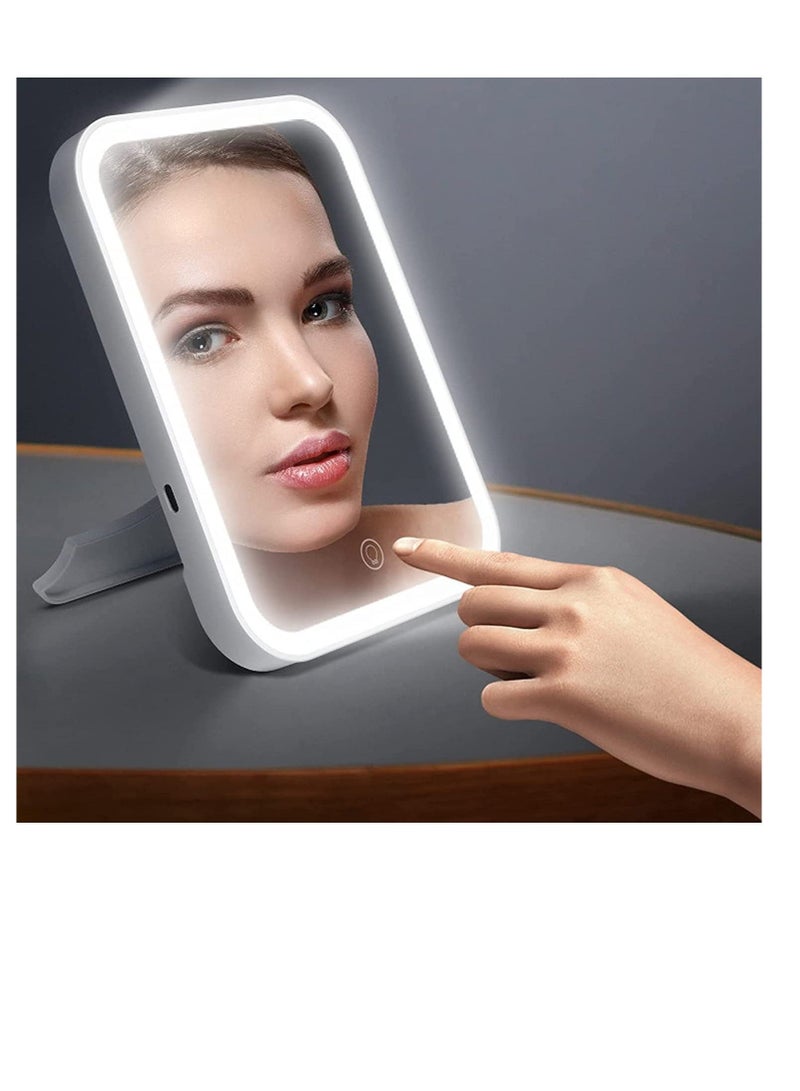 Makeup Mirror with Light and Magnifying,  Lighted Vanity with Touch Screen Dimmable, Intelligent Switch, Portable and Foldable Stand Makeup Mirror for Tabletop, Bathroom (3 Color) - Image 1