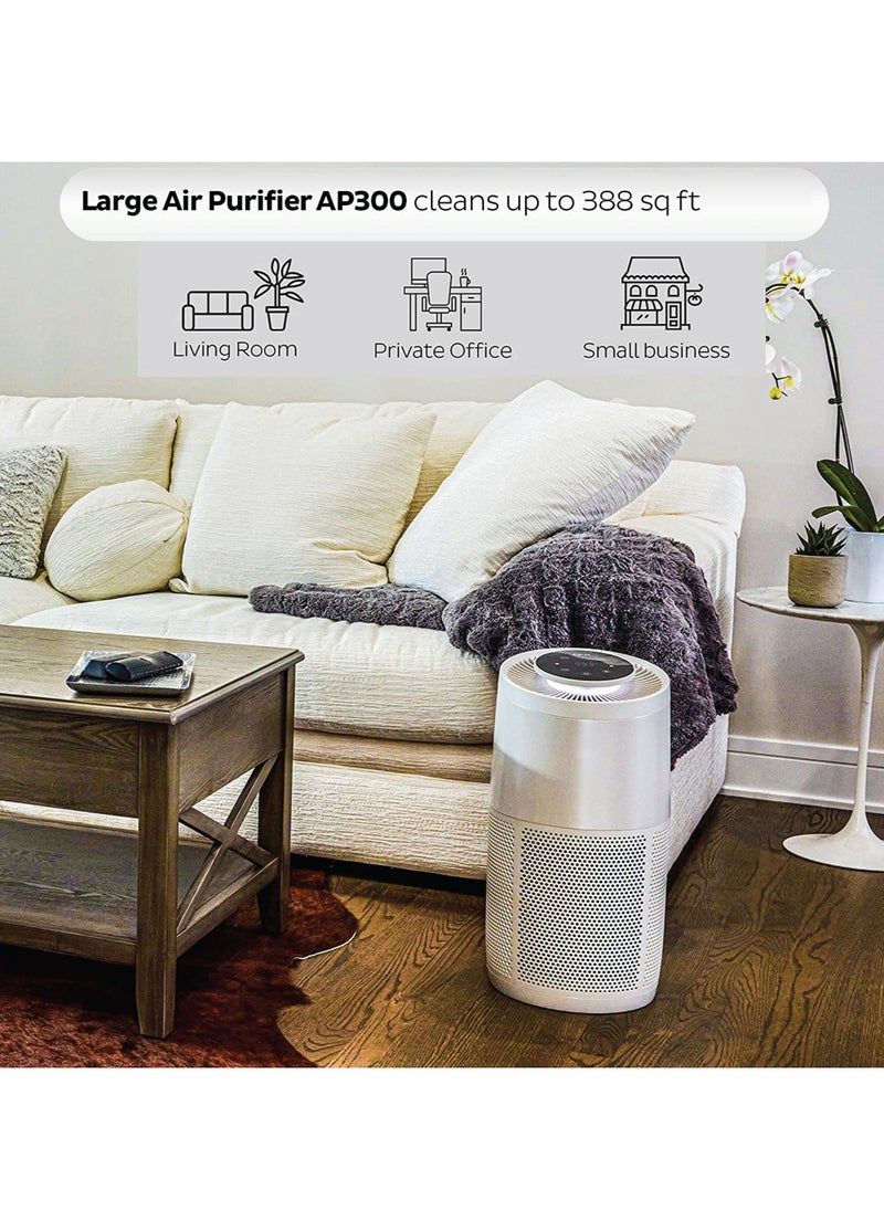 Instant Air Purifier AP300W, with Plasma Ion Technology,  Advanced 3-in-1 HEPA Filtration System-Pollen Filtration, Air Cleaner, Dust Extraction - For Home and Business use (36.0 sq m), Pearl White