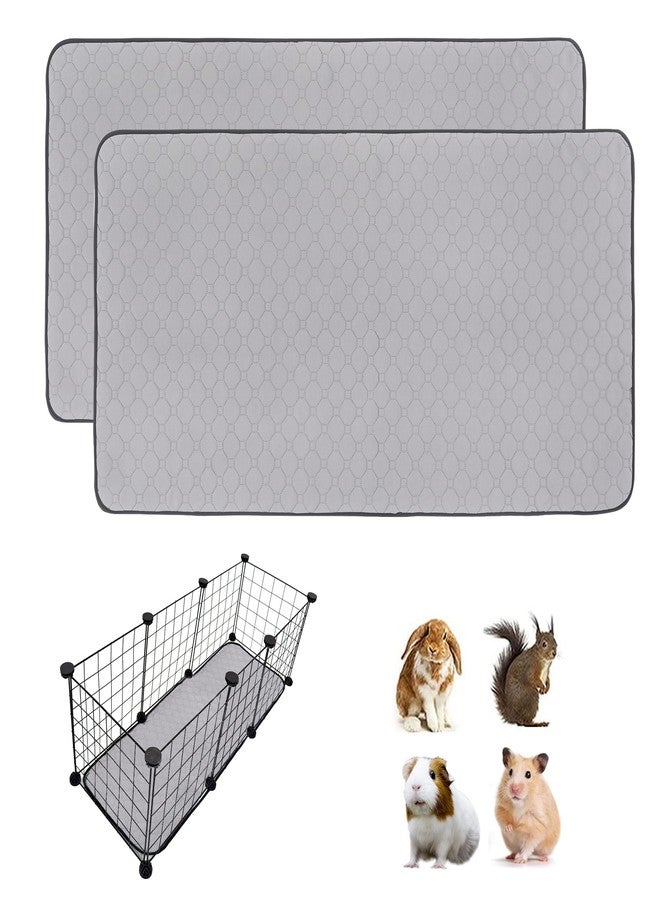 LWYMX 2 Pack Guinea Pig Cage Liners, 14'' X 42'' Washable Guinea Pig Pee Pads, Non Slip Reusable Super Absorbent Guinea Pig Training Mat Bedding Fleece for Small Animals Hamster Rabbit Chinchilla Rat - Image 1