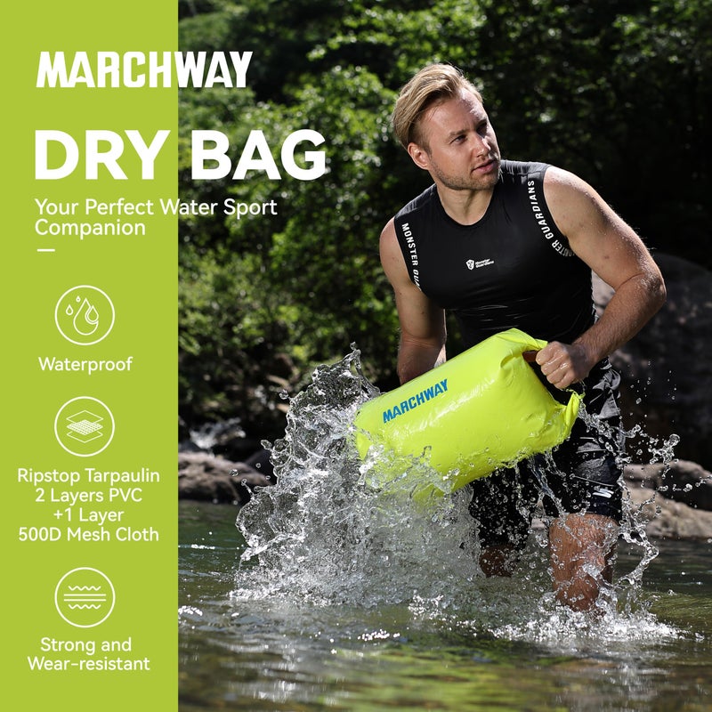 MARCHWAY Floating Waterproof Dry Bag Backpack 5L/10L/20L/30L/40L, Roll Top Sack Keeps Gear Dry for Kayaking, Rafting, Boating, Swimming, Camping, Hiking, Beach, Fishing (Bright Yellow, 40L) - Image 2