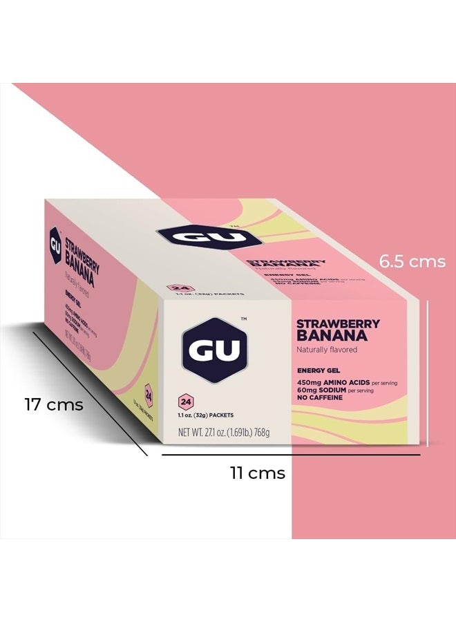 GU ENERGY GEL GU Energy Original Sports Nutrition Energy Gel, Vegan, Gluten-Free, Kosher, and Dairy-Free On-the-Go Energy for Any Workout, 24-Count, Strawberry Banana - Image 3