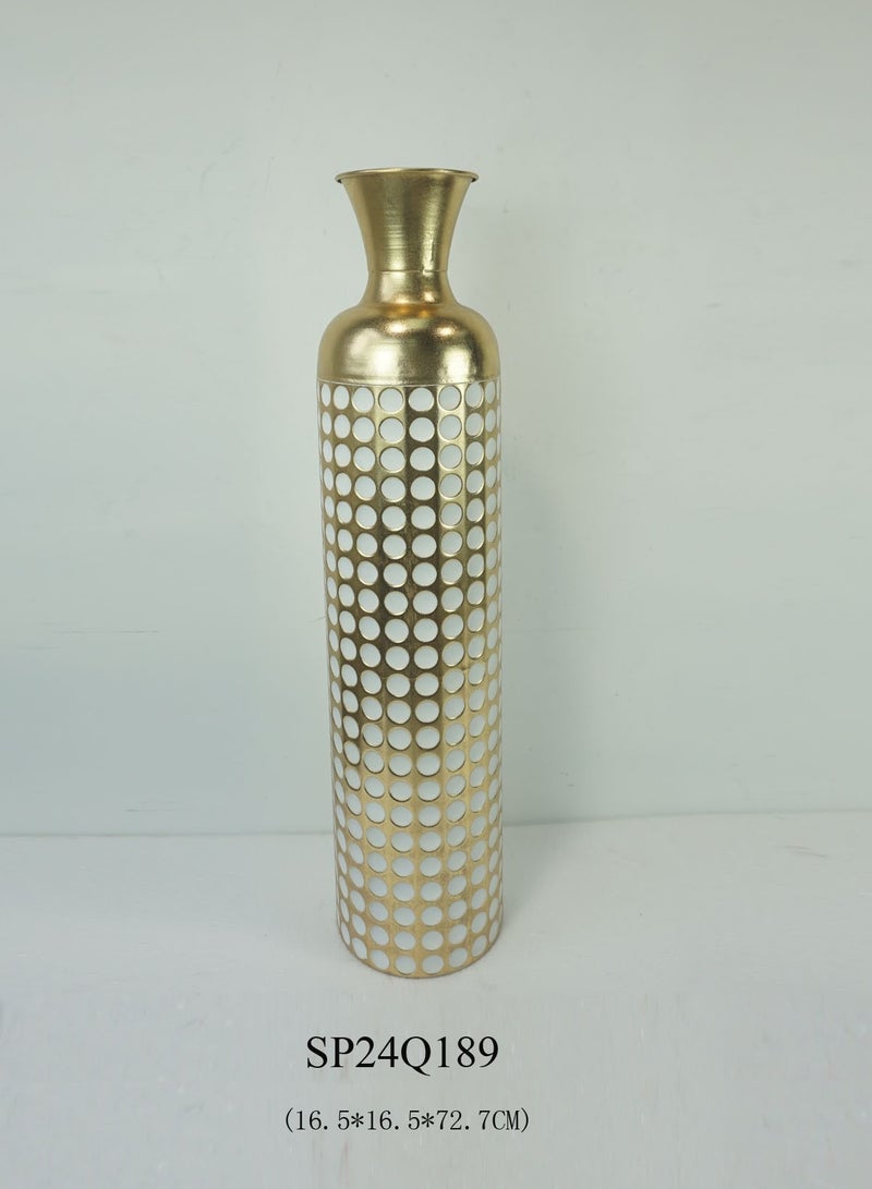 مزهرية أرضية معدنية ذهبية عالية الزخرفة من ديكور هيلز | مزهرية أنيقة طويلة للديكور المنزلي | مزهرية للديكور المنزلي