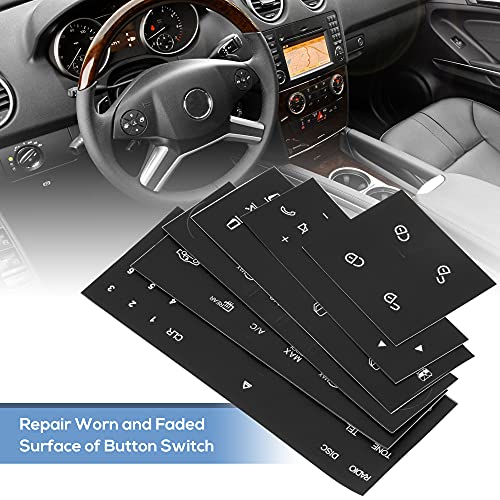 RDBS Interior Button Repair Kit Steering Wheel AC Window Radio Number Door and Air Conditioner Decals Stickers for 2007-2014 Mercedes Benz W204 C250 C350 E-Class ML GL GLK - Image 3