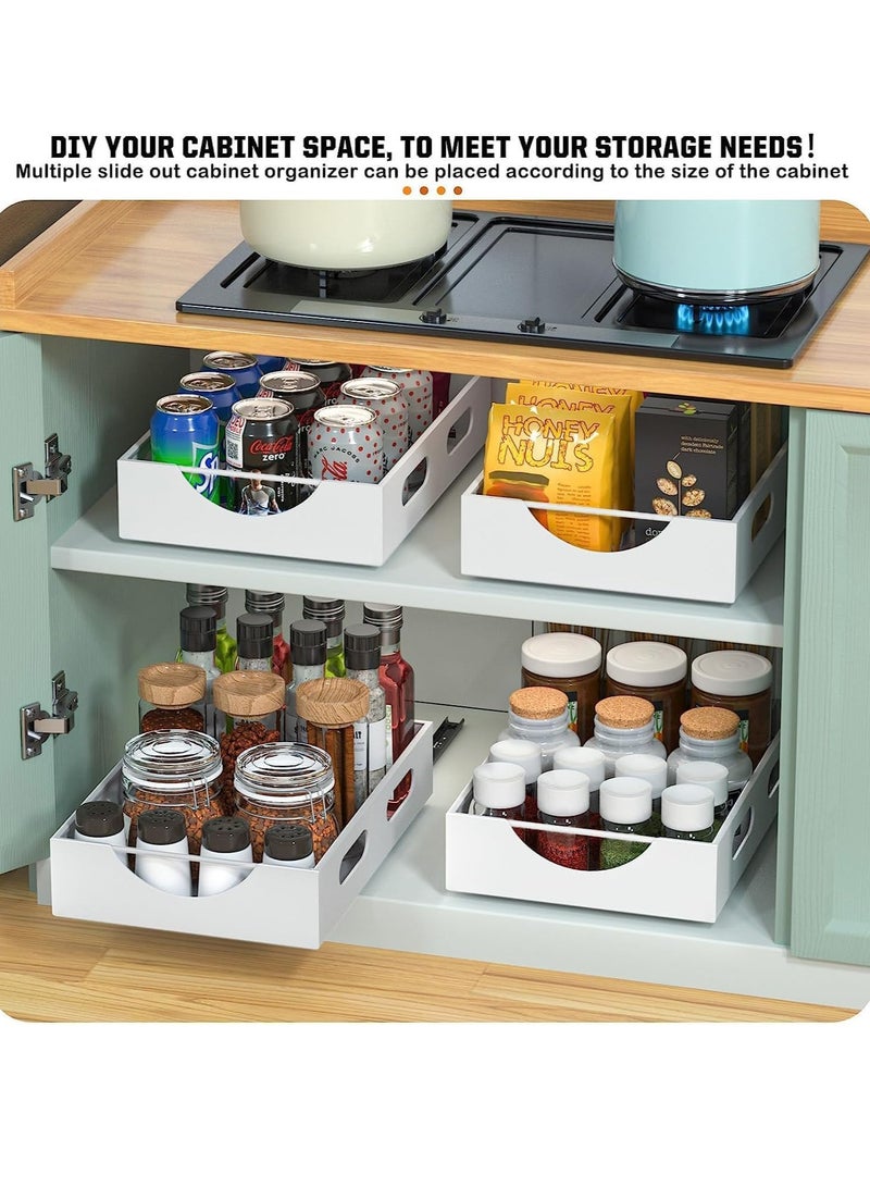MIXDE Pull Out Cabinet Organizer Fixed With Adhesive Nano Film,Heavy Duty Storage and Organizer Sliding Drawer Pantry Shelves,Pull Out Cabinet Organizer for Kitchen,Living Room,Bathroom,Home (White)  - Image 2