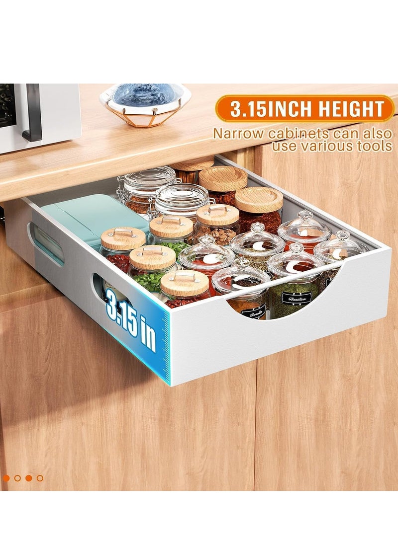 MIXDE Pull Out Cabinet Organizer Fixed With Adhesive Nano Film,Heavy Duty Storage and Organizer Sliding Drawer Pantry Shelves,Pull Out Cabinet Organizer for Kitchen,Living Room,Bathroom,Home (White)  - Image 5