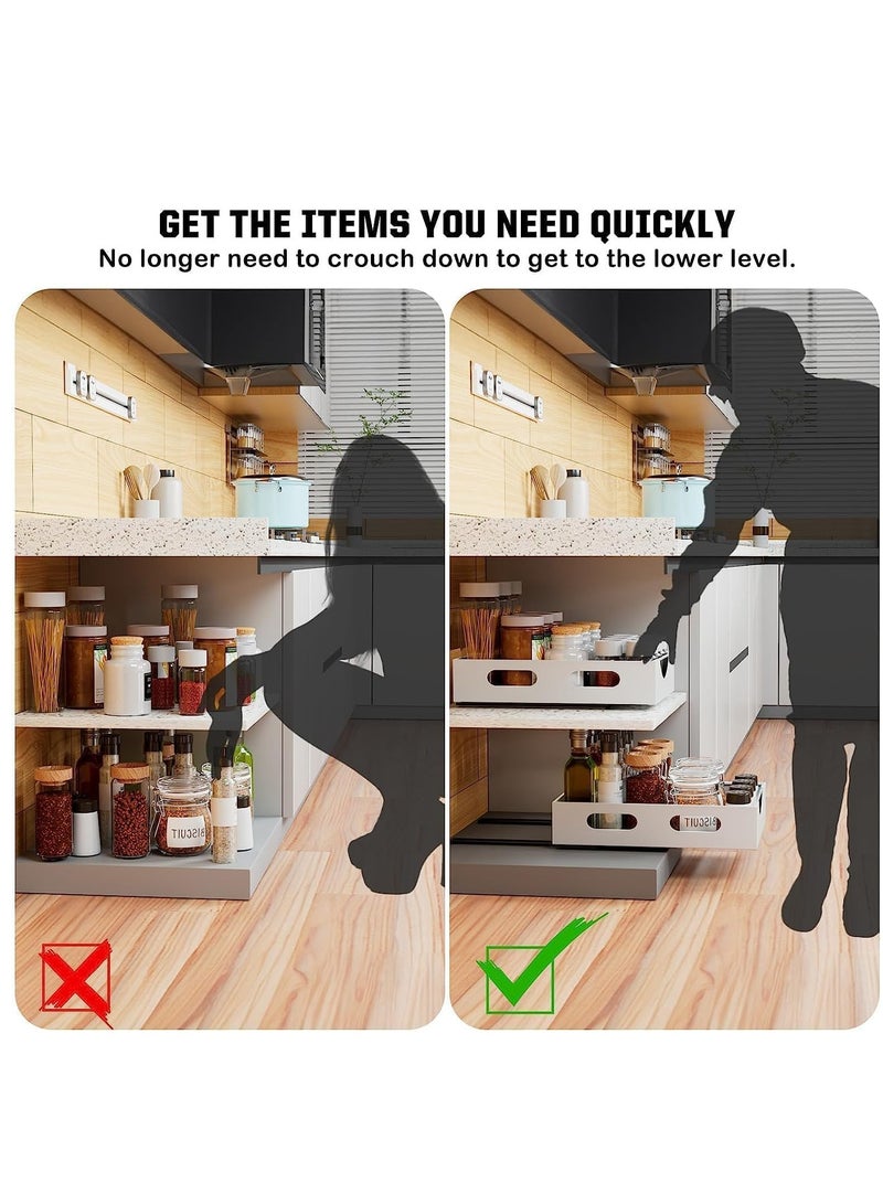 MIXDE Pull Out Cabinet Organizer Fixed With Adhesive Nano Film,Heavy Duty Storage and Organizer Sliding Drawer Pantry Shelves,Pull Out Cabinet Organizer for Kitchen,Living Room,Bathroom,Home (White)  - Image 4
