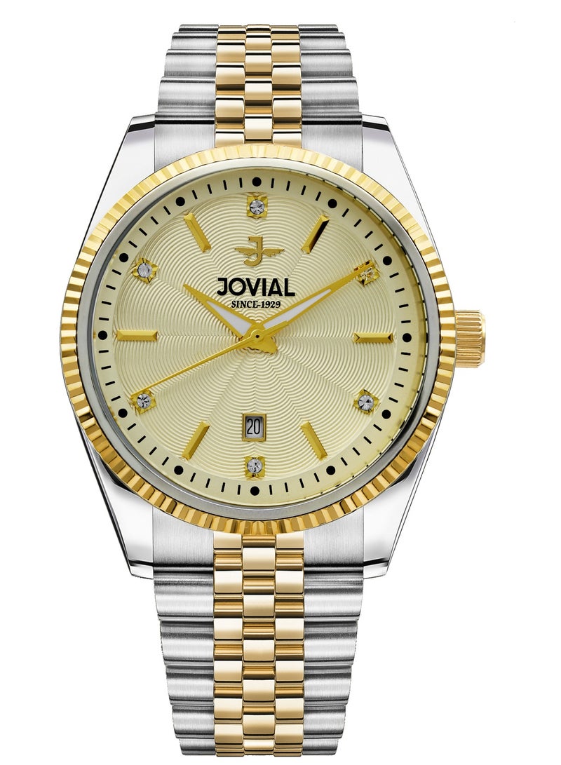 JOVIAL 5051GTMQ06E  Men's Fashion Watch, Quartz, Metal Band Watch, 40mm, Golden - Image 1